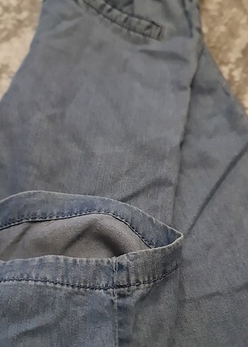 mavi Midi Kücük kiz Kot Pantolon - Görsel 4