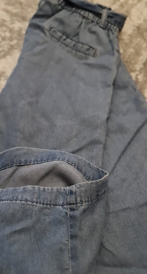 mavi Midi Kücük kiz Kot Pantolon - Görsel 4