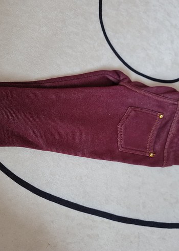 Bordo Kadife Kız Tayt - Görsel 6