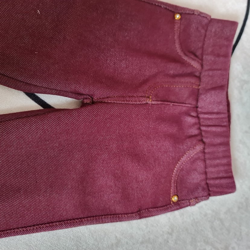 Bordo Kadife Kız Tayt - Görsel 2