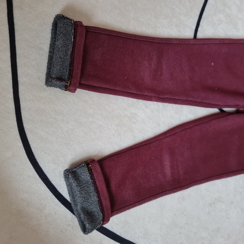 Bordo Kadife Kız Tayt - Görsel 5