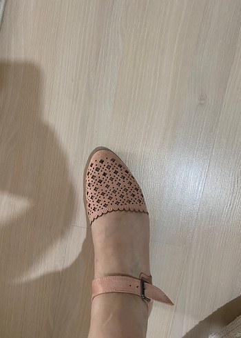 38 Beden pembe Renk Pembe Süet Dolgu Topuklu Kadın Sandalet