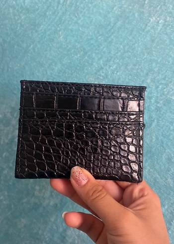 Beden Kilitli Siyah Yılan Desenli Deri Kadın Cüzdanı