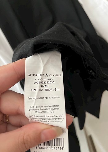 52 Beden siyah Renk Altınyıldız beymen Kemer Detaylı Siyah Damatlık Takım
