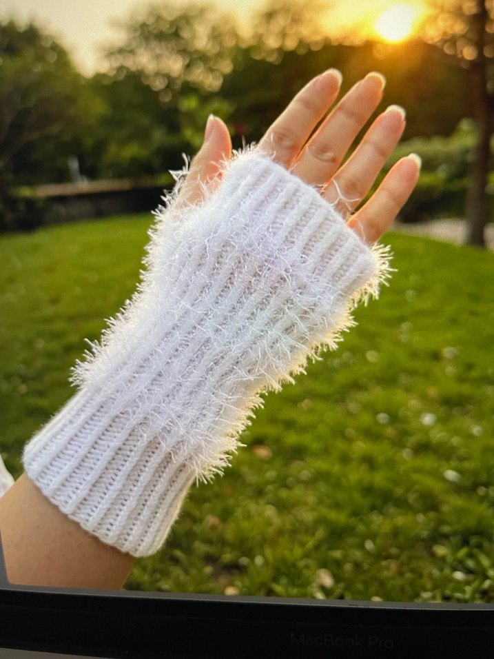 Beyaz El Örgüsu Bohem Kadın Eldiveni - Görsel 4