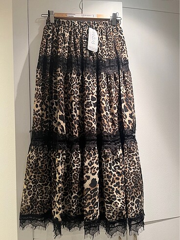 Leopar şifon etek