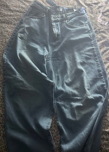 Kadın Mavi Bol Kesim Kot Pantolon - Görsel 4