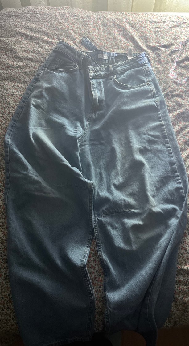 Kadın Mavi Bol Kesim Kot Pantolon - Görsel 4