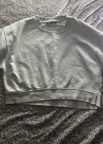 Beyaz Kadın Sweatshirt, Uzun Kollu, Salaş Kesim - Görsel 3