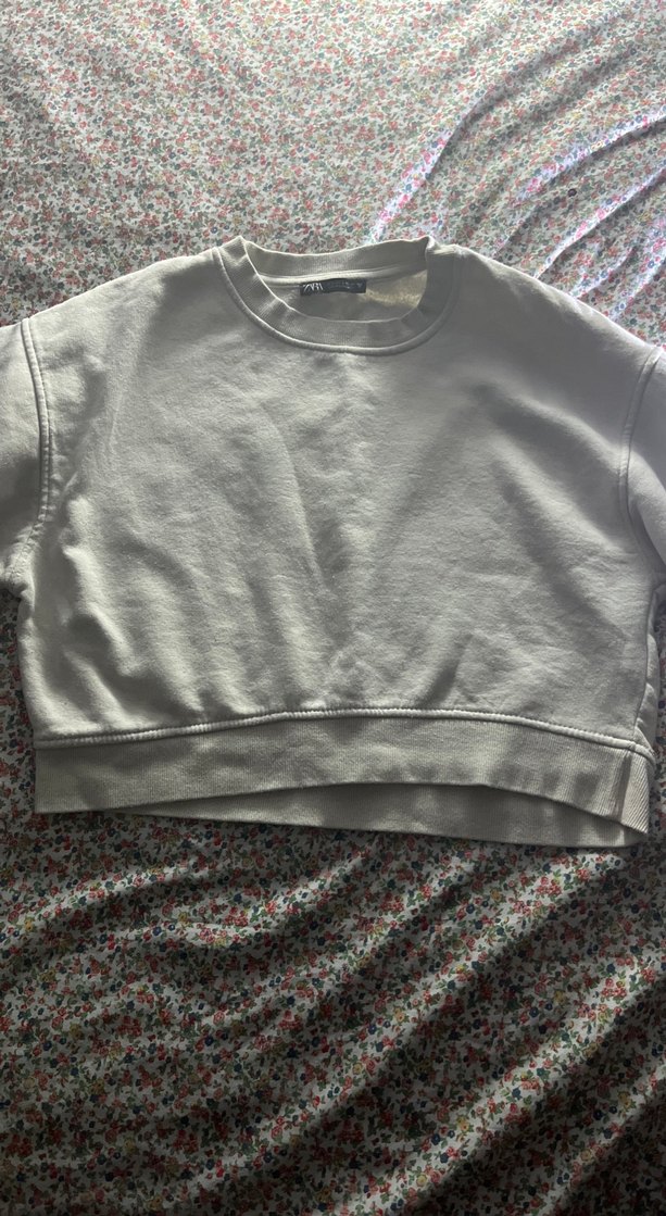 Beyaz Kadın Sweatshirt, Uzun Kollu, Salaş Kesim - Görsel 3