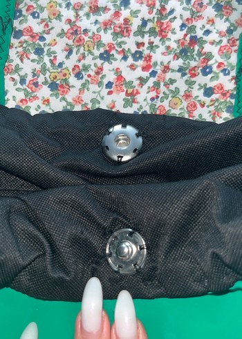 Nakışlı Fermuarlı Yeşil Kadın Çanta - Görsel 3