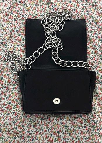 Zincir Detaylı Siyah Deri Kadın Çanta - Görsel 2