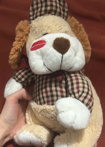 Ekose Gömlekli Kahverengi Peluş Köpek - Görsel 2