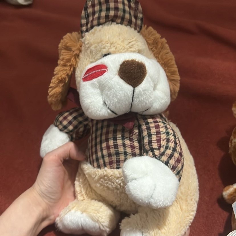 Ekose Gömlekli Kahverengi Peluş Köpek - Görsel 2