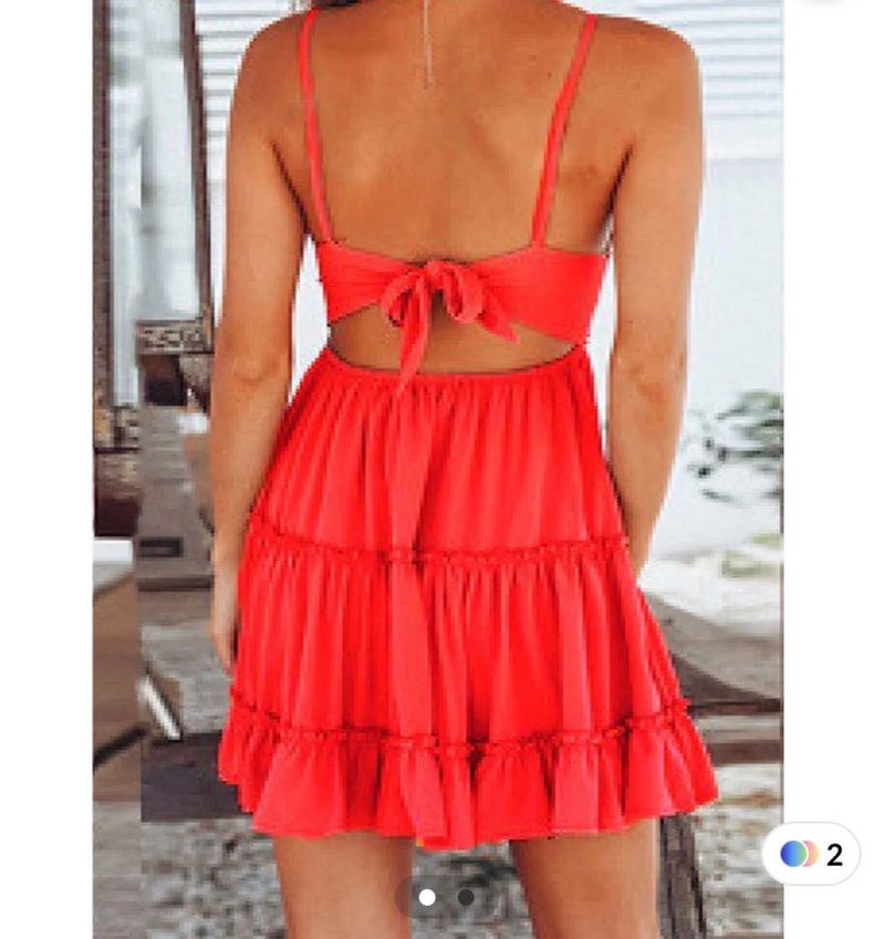 Dantel Detaylı Kırmızı Bohem Midi Elbise - Görsel 2