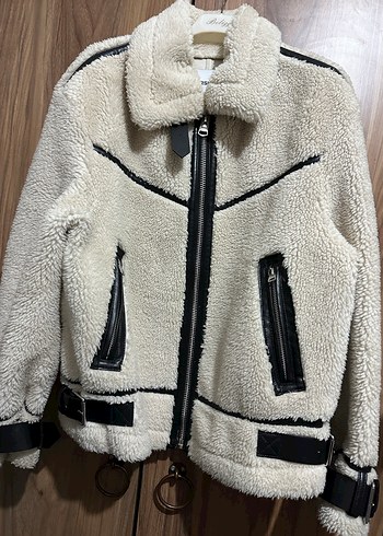 xs Beden Gri Detaylı Kadın Peluş Ceket