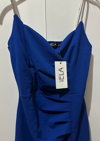 Mavi Drapeli Mini Abiye Elbise - Görsel 7