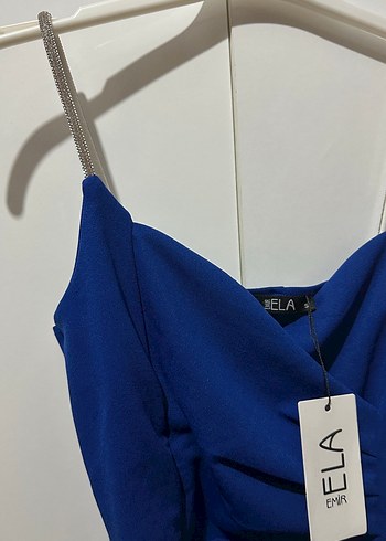 Mavi Drapeli Mini Abiye Elbise - Görsel 8