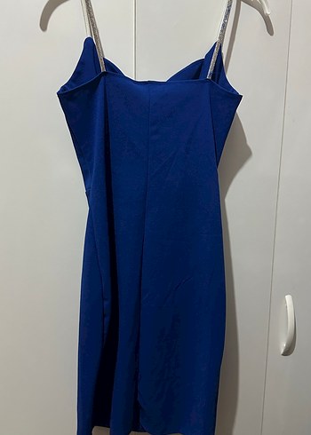 Mavi Drapeli Mini Abiye Elbise - Görsel 9