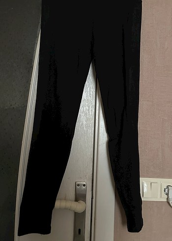 Siyah Kenarları deri Kadın Tayt - Görsel 2