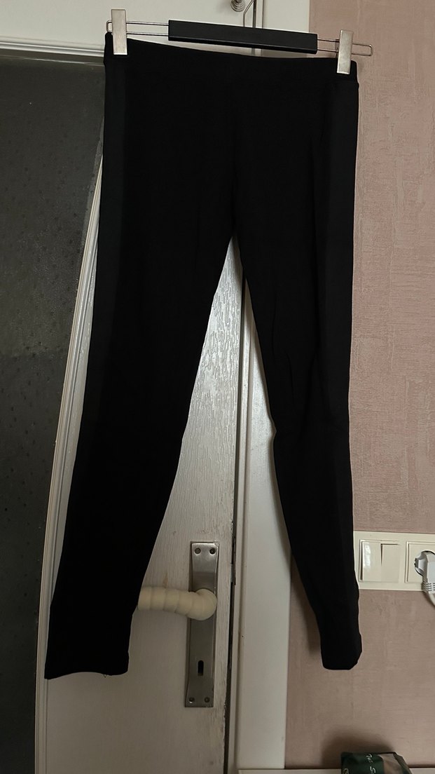 Siyah Kenarları deri Kadın Tayt - Görsel 2