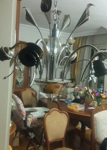 nikelaj Renkli Metal Detaylı Avize - Görsel 4