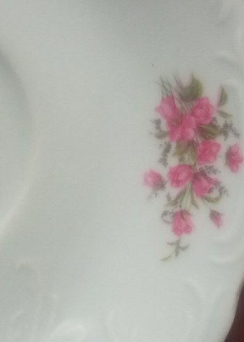 tabak Renkli Beyaz Çiçek Desenli Tabak - Görsel 2