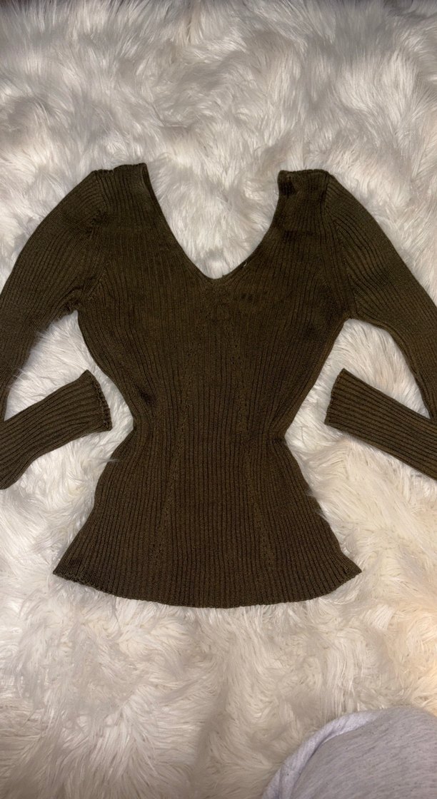 Haki renk Fairycore  Triko Kazak - Görsel 2