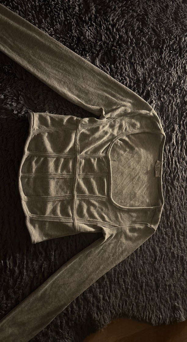 Gri Kadın Triko Bluz Uzun Kollu - Görsel 2