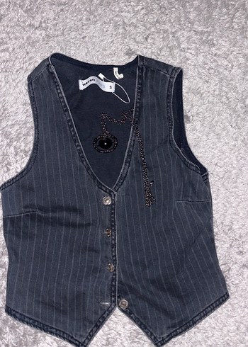 Düğmeli Siyah Kot Gotik Yelek (GIYILMEDI!) - Görsel 2