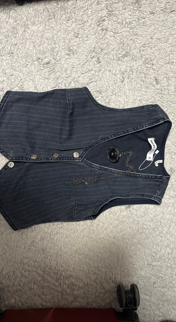 Düğmeli Siyah Kot Gotik Yelek (GIYILMEDI!) - Görsel 3