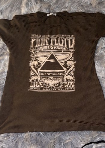 Kahverengi Baskılı Rock Punk Kadın Tişört - Görsel 2