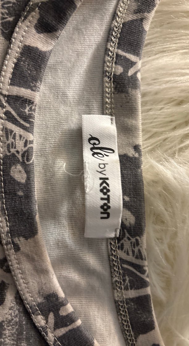 Gri Baskılı Uzun Kollu Kadın Vintage - Görsel 2