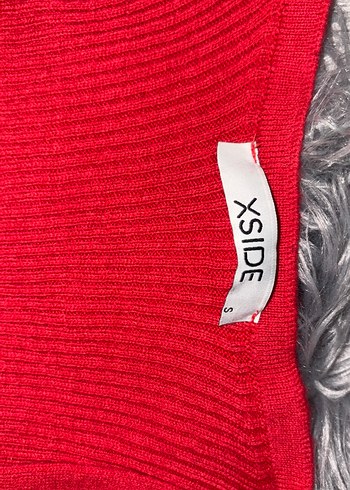 Kırmızı V Yaka Triko Kadın Kazak - Görsel 3