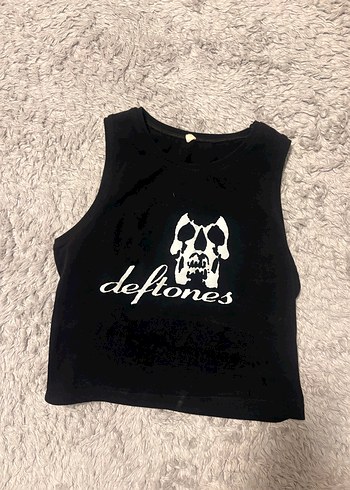 Siyah deftones Crop Top - Görsel 2