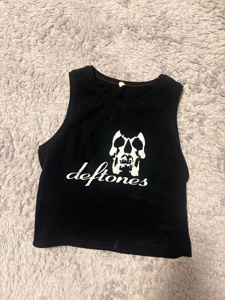 Siyah deftones Crop Top - Görsel 2