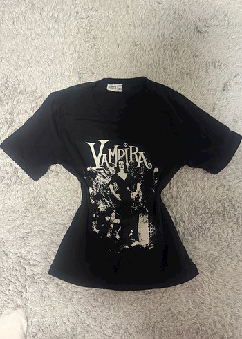 Vampira Baskılı Siyah gothic Tişört - Görsel 2