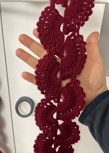 Bordo çiçek örgü atkı - Görsel 2