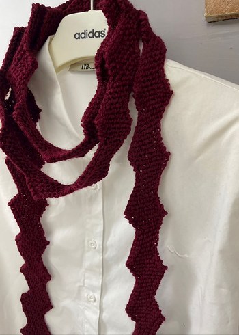 Bordo Örgü Kadın Şal - Görsel 2