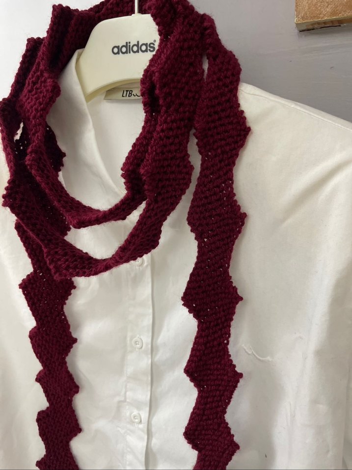 Bordo Örgü Kadın Şal - Görsel 2