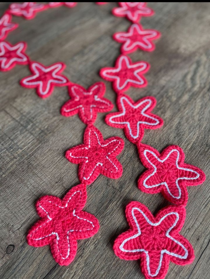 Pembe yıldız model Örgü Kadın Atkı - Görsel 2