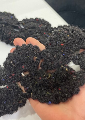 Siyah Örgü Kadın Şal - Görsel 2