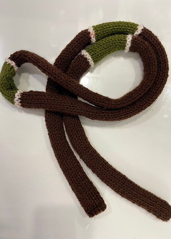 Örgü  skinny Kadın Şal Kahverengi - Görsel 2