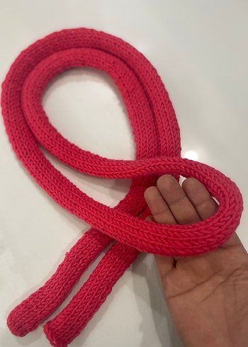 Kırmızı Örgü  skinny Kadın Şal - Görsel 2