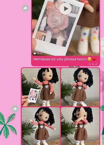 Pastel Pembe El Örgüsü Bebek