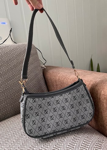 Klasik Gri Yılan Desenli Kadın Omuz Çantası - Görsel 2