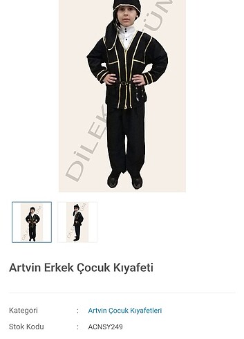 Artvin yöresi erkek çocuk folklör kıyafeti