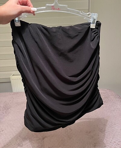 Diğer Siyah drape detaylı mini etek