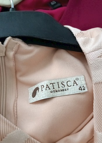 pudra pembesi Uzun Kollu Kadın Abiye Elbise - Görsel 3