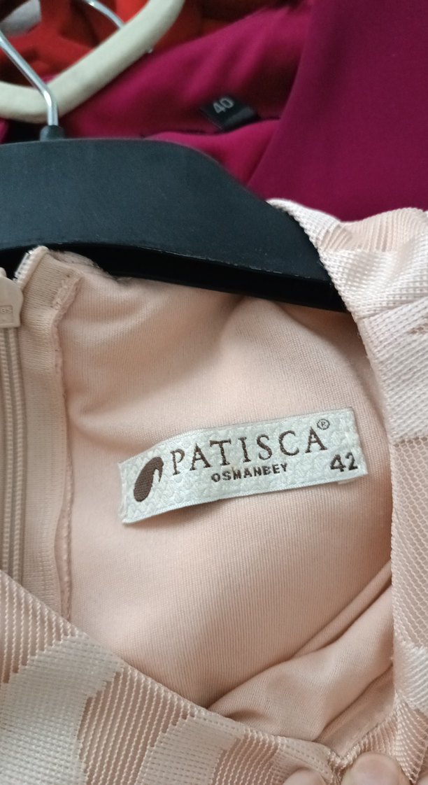 pudra pembesi Uzun Kollu Kadın Abiye Elbise - Görsel 3